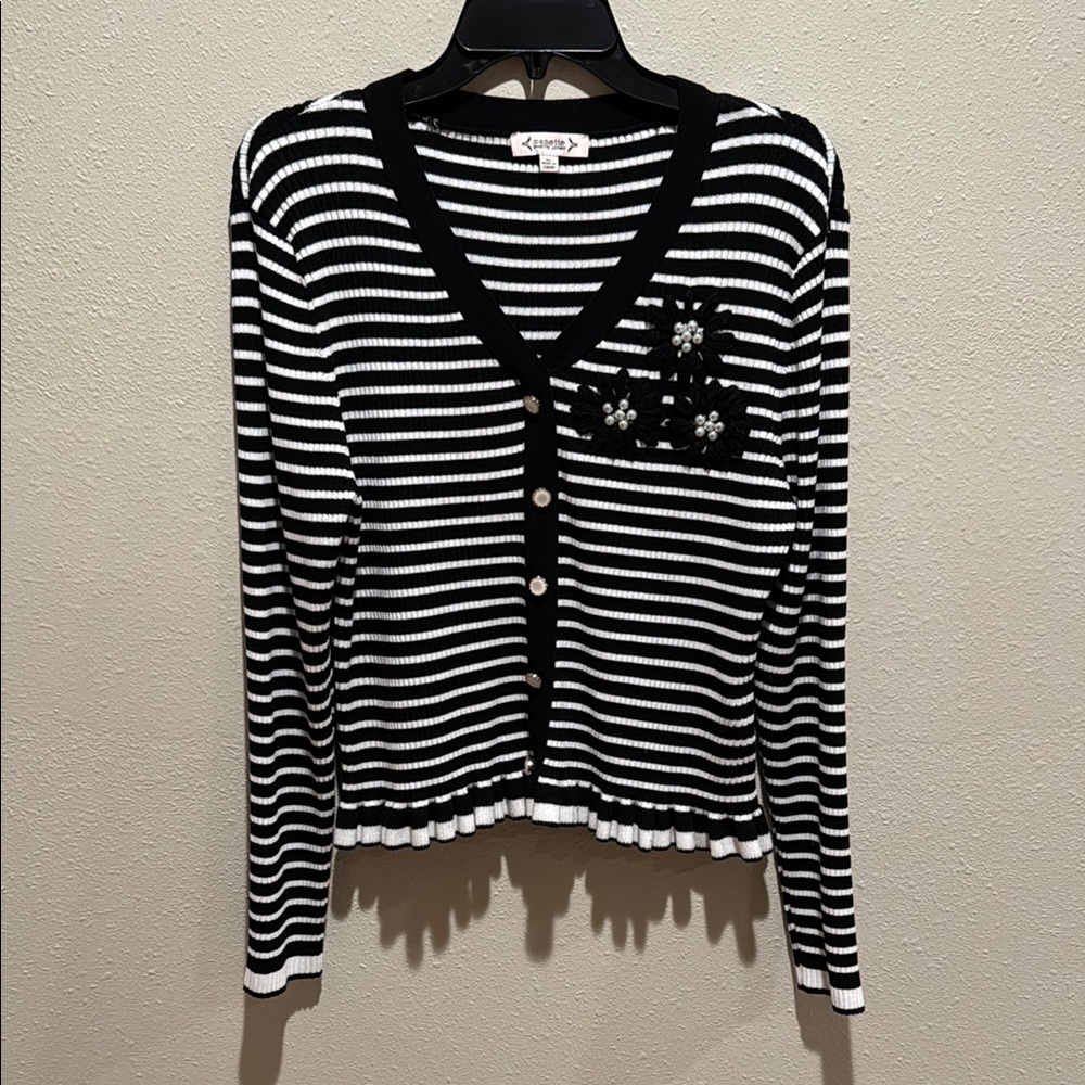 Nanette Lepore Striped Black and White Top